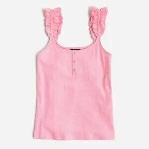 NWT J.Crew Pink Henley Tank Top M